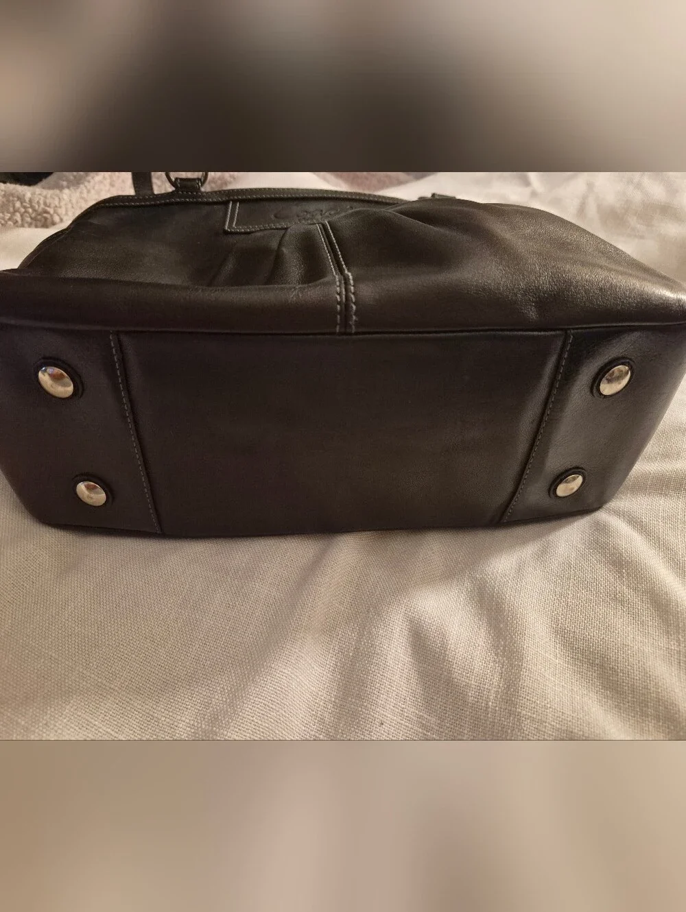 Coach Black Leather Pleated Shoulder Bag - Picture 4 of 7